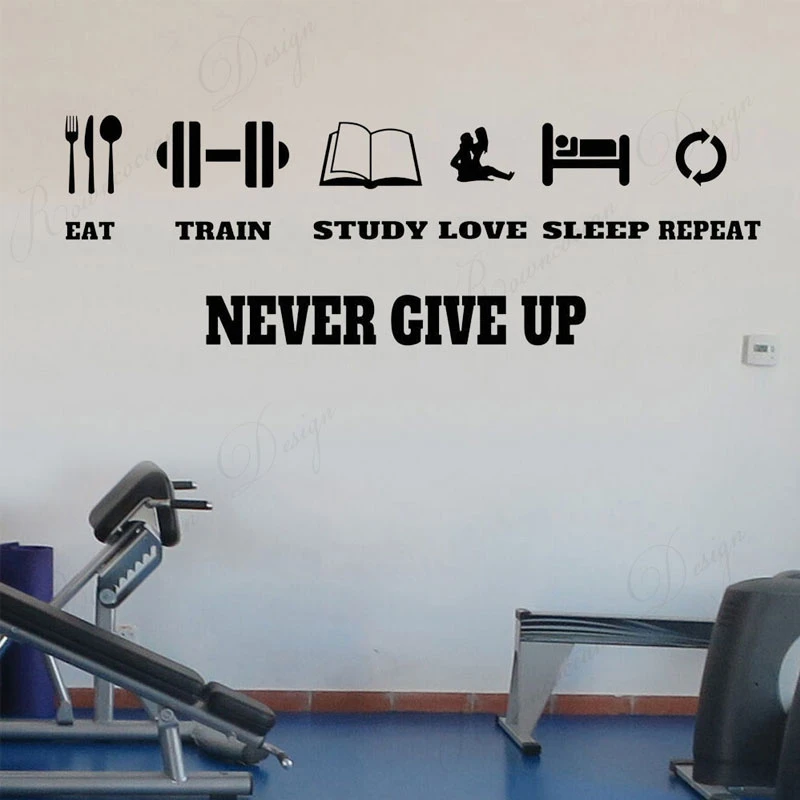 Never Give Up Gym Quotes Gym Motivation Quote Vinyl Decal Never Give Up Workout Fitness Wall Sticker  Sport Home Gym Interior Decor Murals 4318|Wall Stickers| - Aliexpress