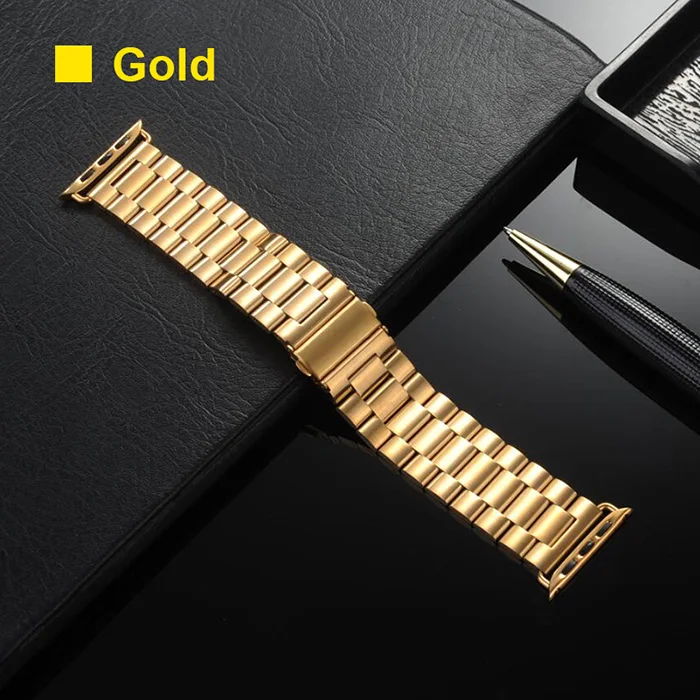 Gold UEBN классический металлический браслет из нержавеющей стали для Apple watch серии 4 3 2 1 ремешок для часов Ремешок для iWatch 40 мм 44 мм 42 мм 38 мм ремешок - Цвет ремешка: Gold
