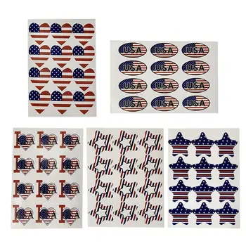 

2020 New Fashion 50 Sheets USA Flag Stickers American Independence Day Face Body Stickers for Decoration