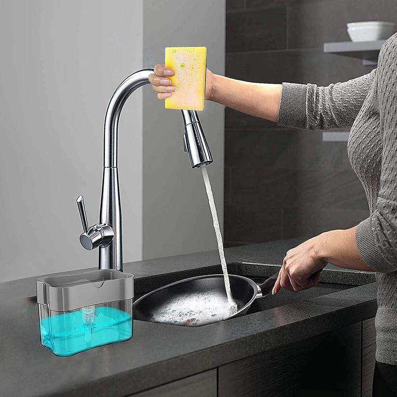 Press Type Soap Box Sponge Soap Dispenser Automatic Distributor Kitchen Dishwasher Box Detergent Container Kitchen Tools