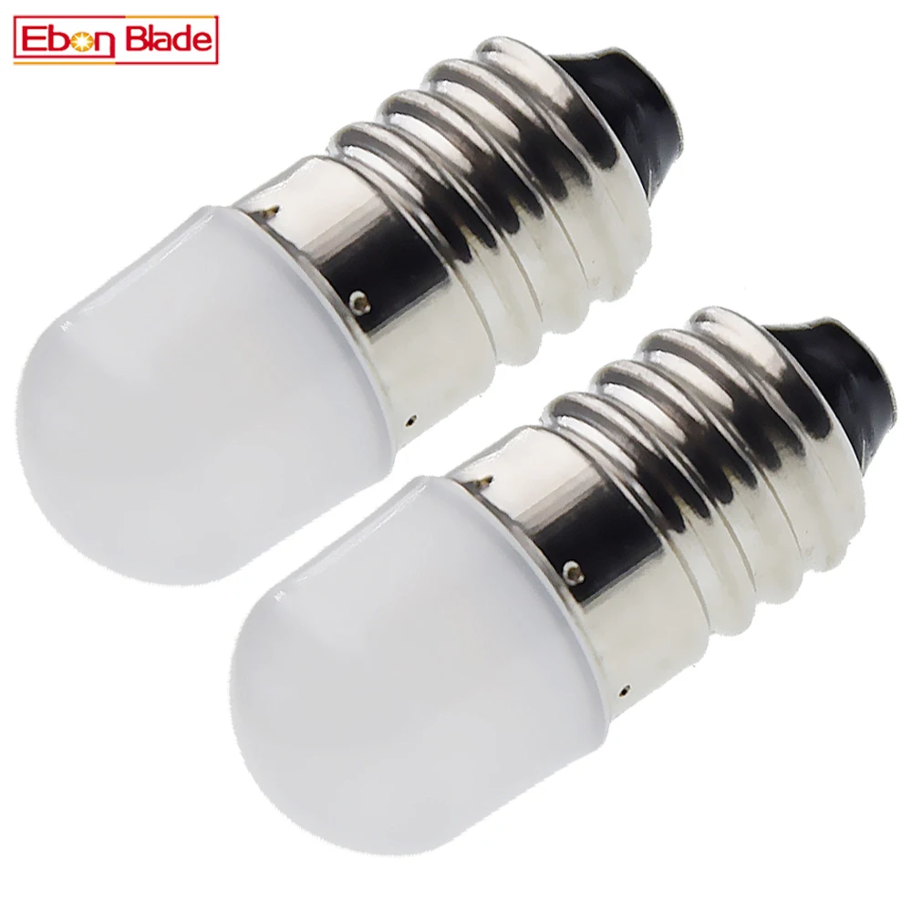 

2Pcs White E10 LED Bulb DC 3V 6V 4.5V 12V Miniature Screw Base Instrument Signal Lamp 1SMD Flashlight Torch Bike DIY Mini Light