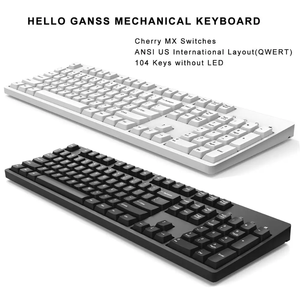 HELLO Ganss механическая клавиатура с 104 клавишами PBT keycap Cherry MX Switch коричневая синяя