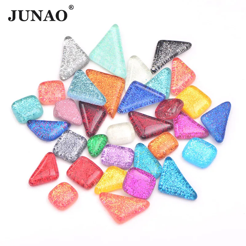 Glitter Mix Color JUNAO разноцветные блестящие стеклянные мозаичные камни мозаичная стеклянная плитка галька ремесла материал Детский пазл для рукоделия мозаики - Цвет: Glitter Mix Color