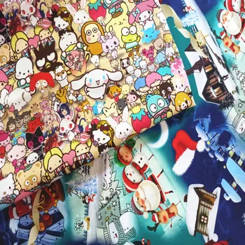 

145cm Width Cartoon Cat Unicorn Christmas Printed 100%Cotton Fabric For Cushion Cover/Diy Handbag/Slipcover/Curtain DIY Sewing