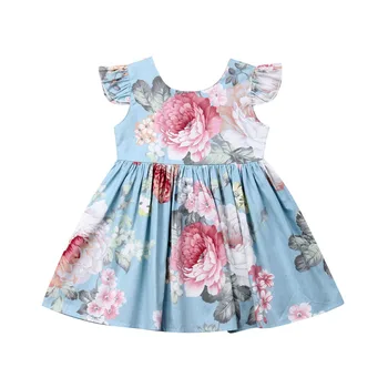 

1-4Y Newborn Toddler Baby Kid Girls Flower Dress Ruffles Tutu Party Holiday Dresses For Girls Vintage Costumes