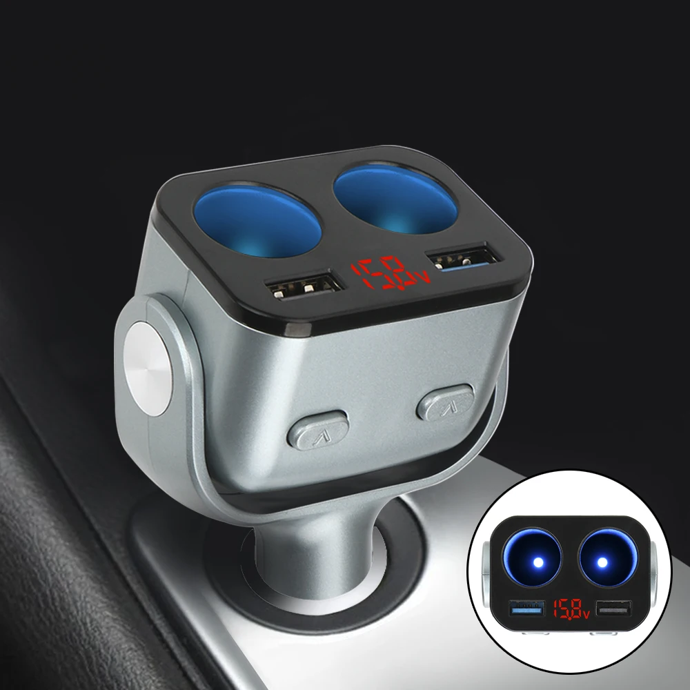 

Car Cigarette Lighter Socket Splitter Charger Dual USB QC 3.0 Quick Charge 12V Auto Power Adapter Plug
