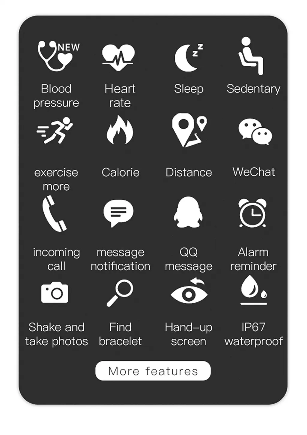 Водонепроницаемые спортивные Смарт-часы с монитором сердечного ритма и артериального давления для iOS Android для Facebook Twitter 4 цвета#20