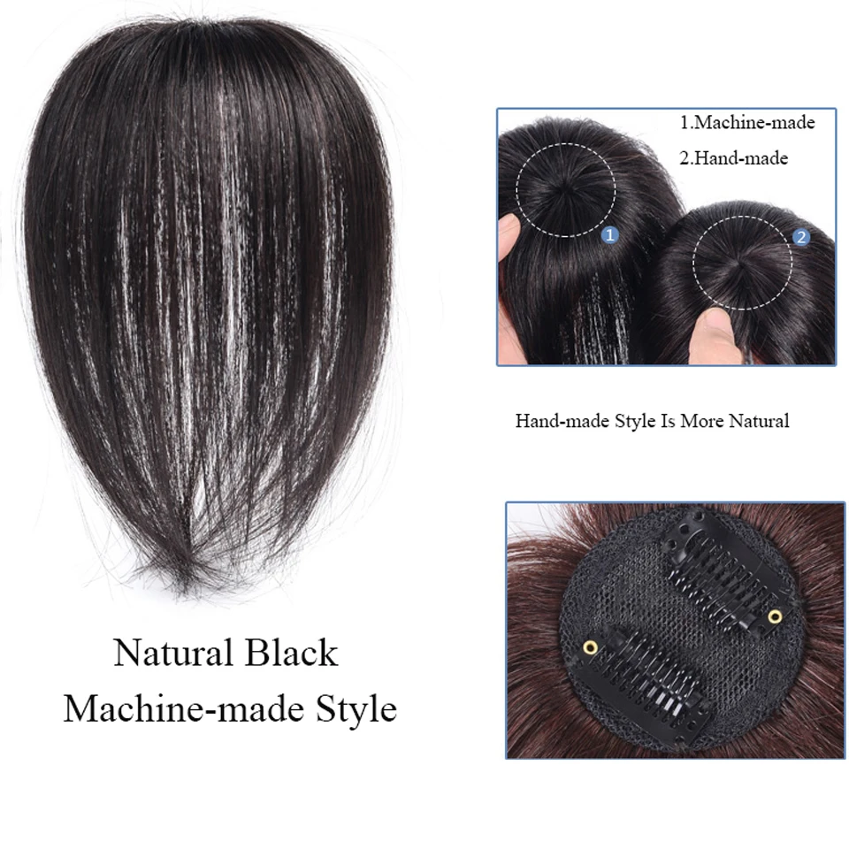 MSTN прямые синтетические протеиновые шелковые волосы Топ кусок закрытие парик волосы ручной работы натуральный черный Топпер шиньон с взрыва - Цвет: 8