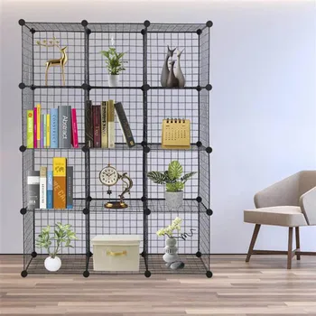

Home Storage Shelf DIY 12-cube Organizer Living Room Decoration Multi-purpose Furniture Collection Rack 110 X 36 X 148 cm Black