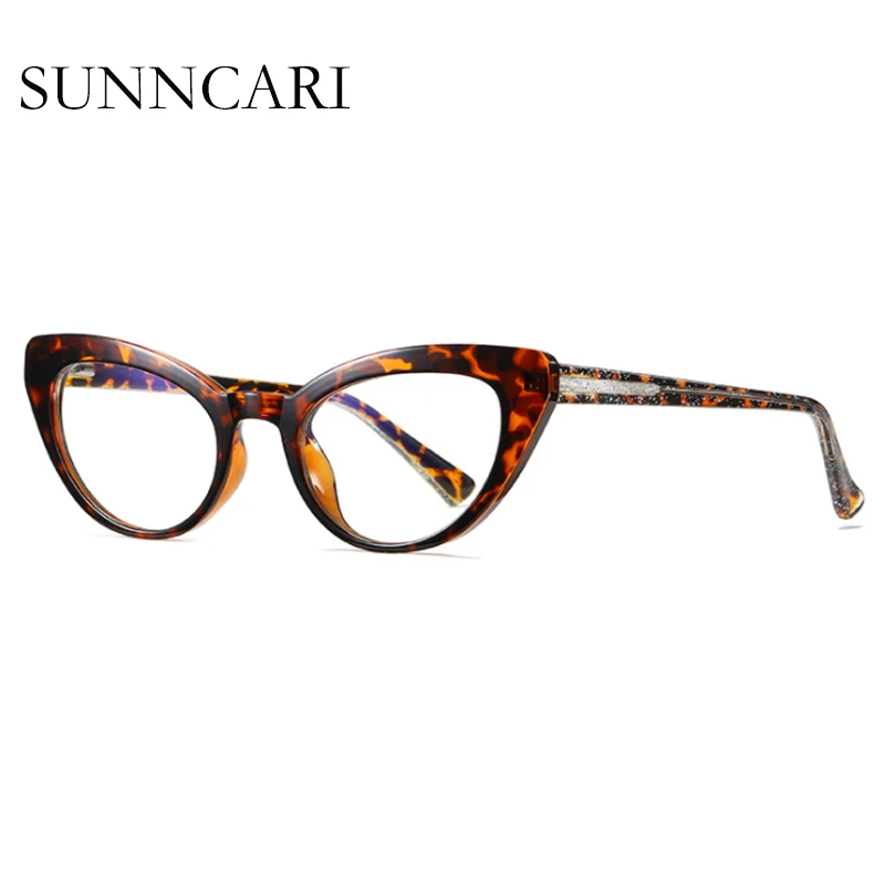 

SUNNCARI DESIGN Sxey Cat Eye Glasses Frame Women's Oval Trans-pink Prescription Eyeglasses Frame For Sight Optical Myopia Glass