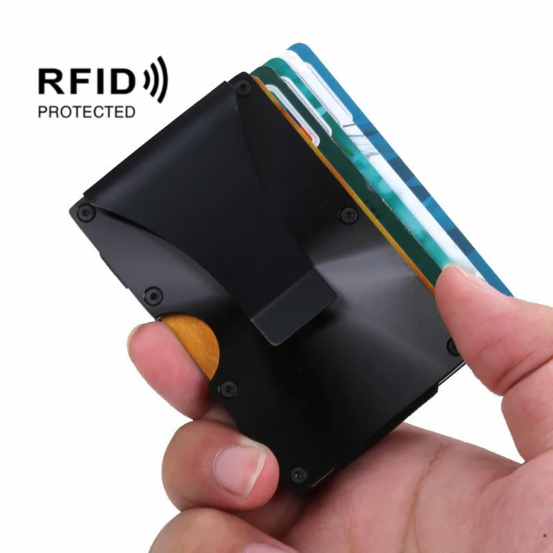 

2019 Minimalist Card Holder Wallet RFID Blocking for Men and Women Wallet Metal Fashion Credit Card Holder with Clip 24 Colors