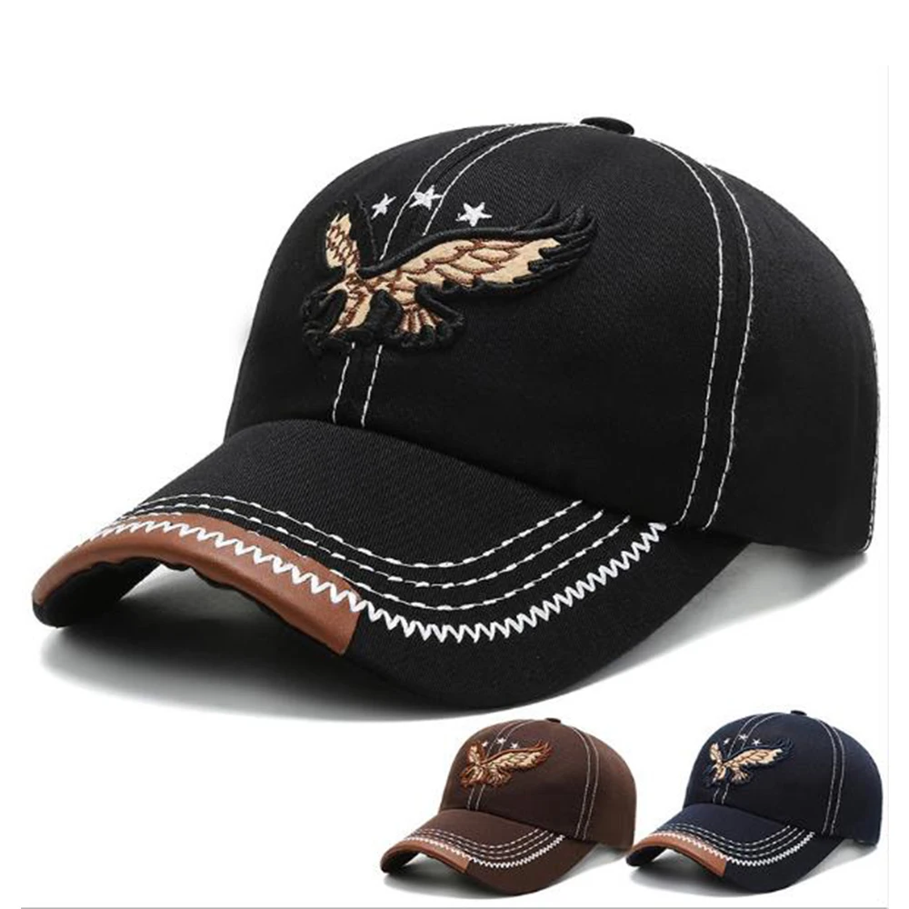 

JUILE LI / Men's Baseball Cap Simple Spring Autumn Summer Personality Trend Korean Embroidery Eagle Hat Youth Wild Cap