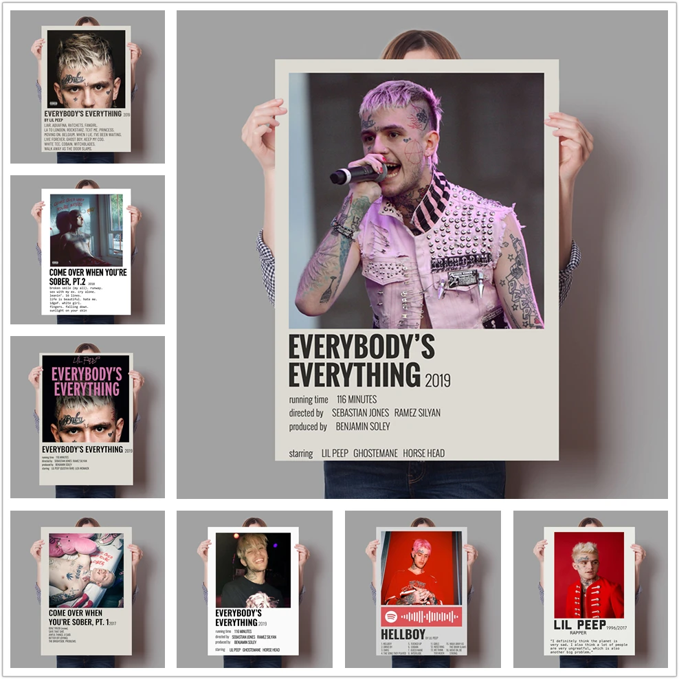 Постер Lil Peep на холсте в стиле хип-хоп Настенная картина со звездами рэп домашний