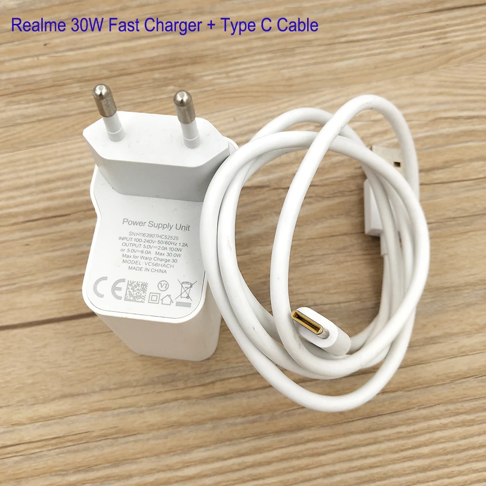 Realme 7 6 Q3 Pro V5 Charger 30W Power Adapter Super Charge 5V 6A Fast