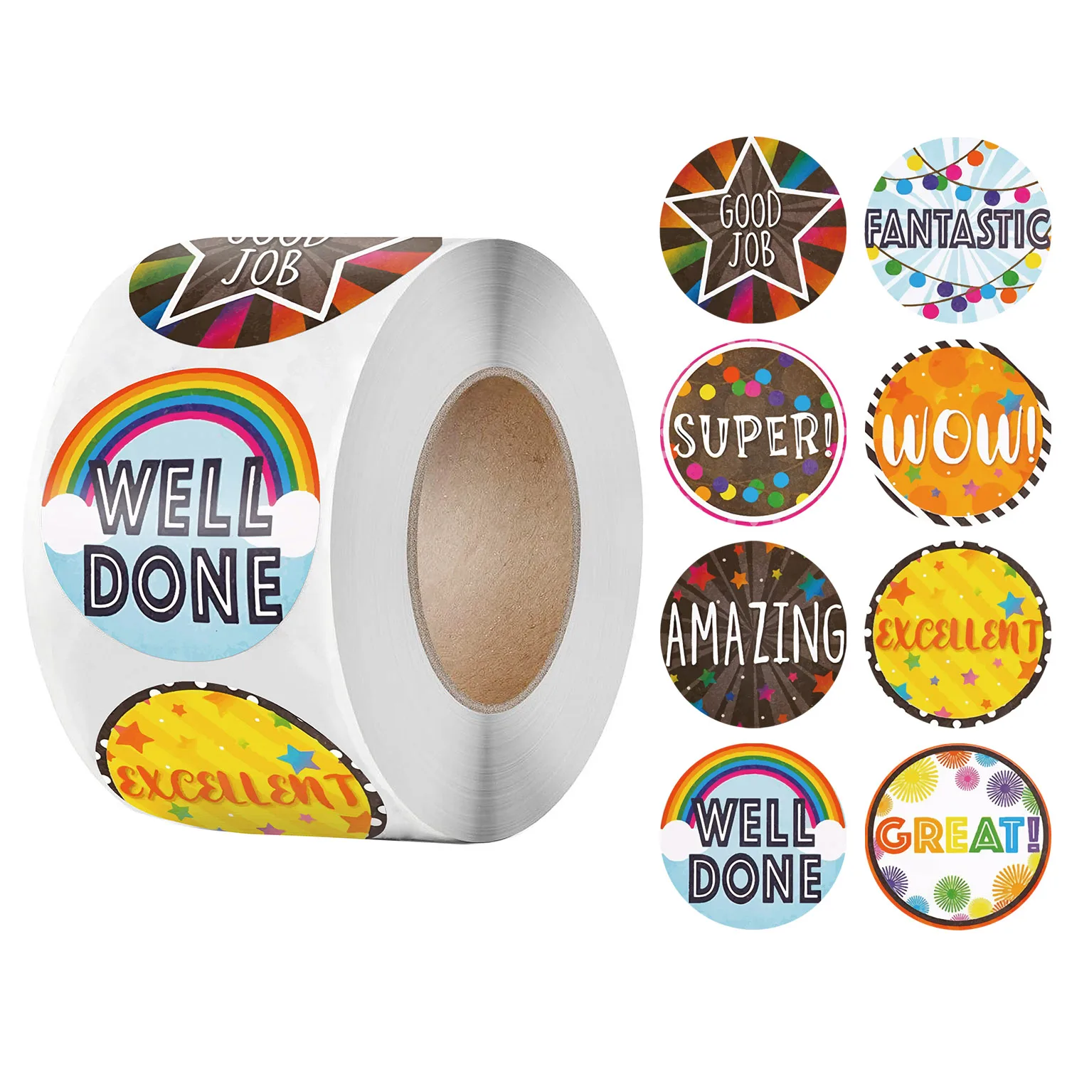 500 Pcs Round Cartoon Reward Stickers Cute Star Rainbow Clouds Sticker for Handmade Gift Decor Labels Kids Reward Stickers