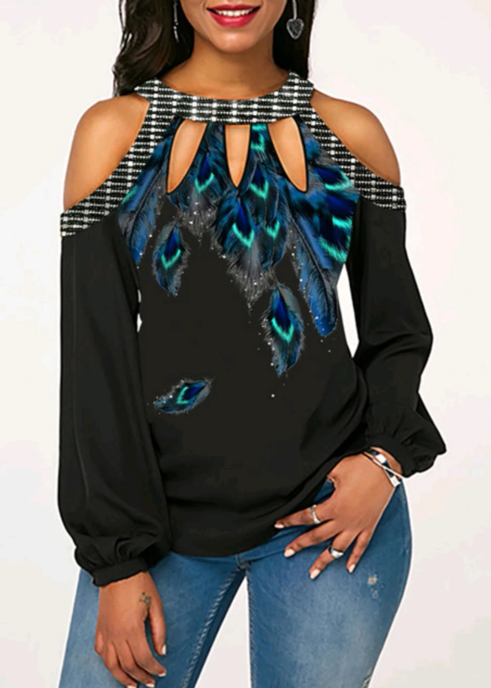 New Women Long Sleeve Tops Casual ladies Loose Off Shoulder blouse Plus Size top Spring fashion women blouse