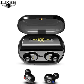 

LIGE TWS 5.0 Bluetooth Earphone Wireless Earphones 8D Stereo IPX7 Waterproof Earphones Sport Headphone With 4000mAh Power Bank