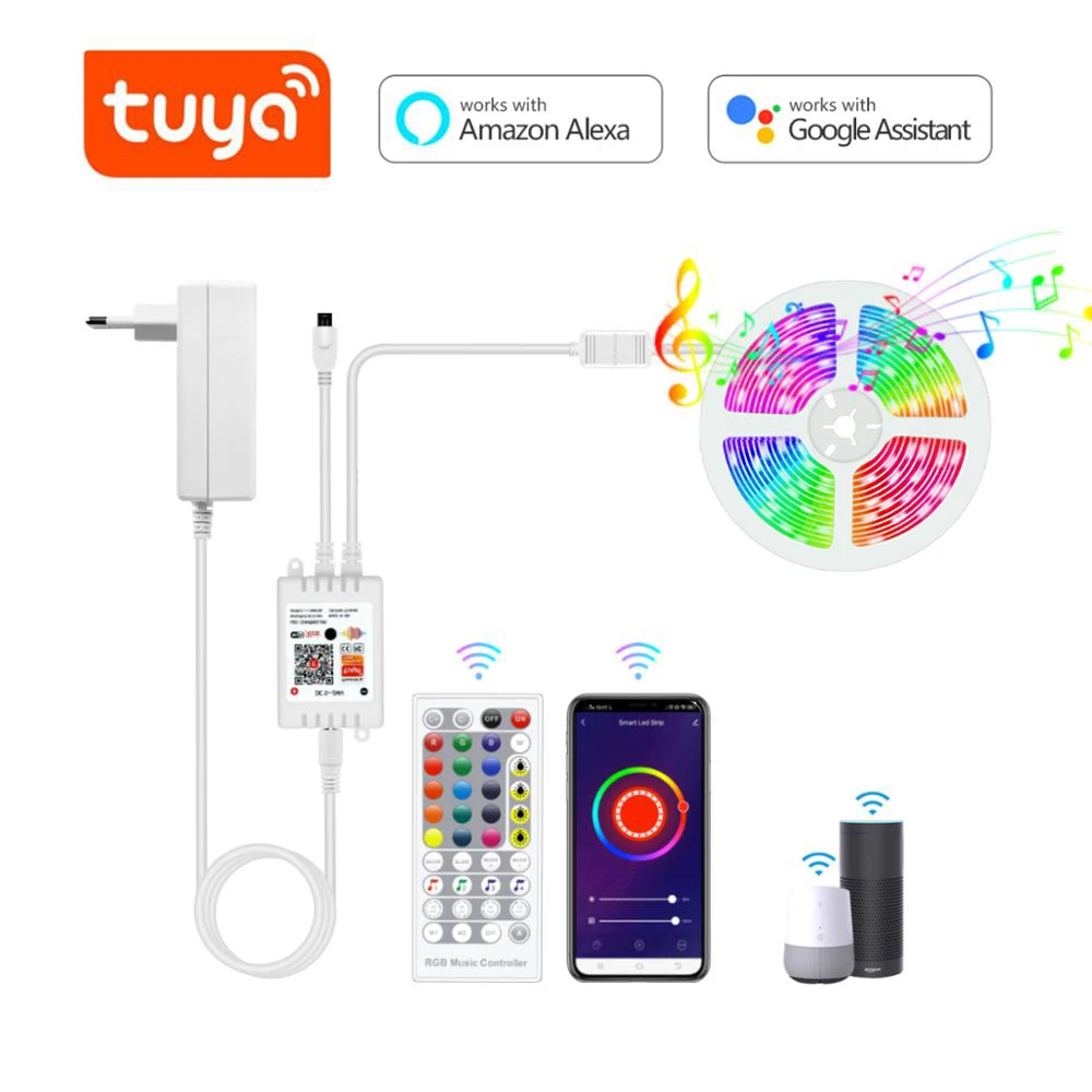 Tuya Smart Life Led Lamp 12V 5/10/15M Wifi RGB Bulb Decoration Room Cabinet Bedroom For Alexa Siri Google Home Tv Night Lights | Лампы и