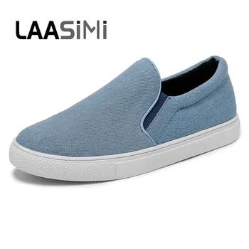 

LAASIMI Women Shoes Plus Size Fashion Solid Denim Women Loafers Slip On Shoes Woman Casual Ballet Flats Female Platform Flats