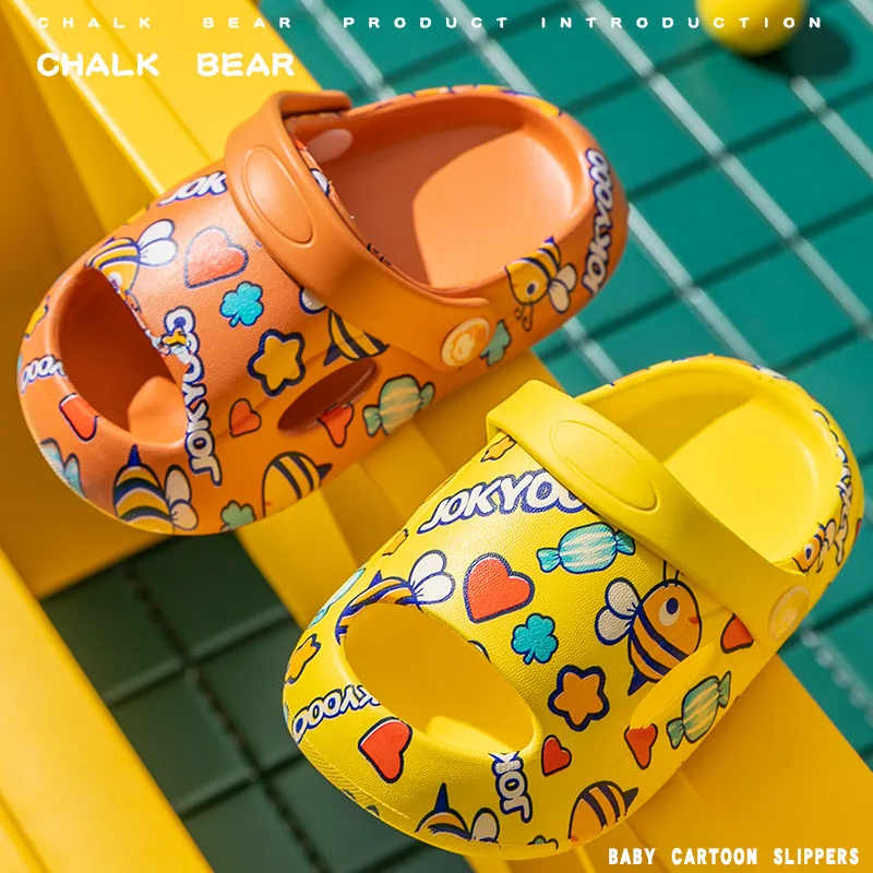 

Cute Cartoon Summer Girls Boys Sandals Slippers For Kids Printed Soft Sole EVA Lightness Indoor Home Children Baby Slides Shoes