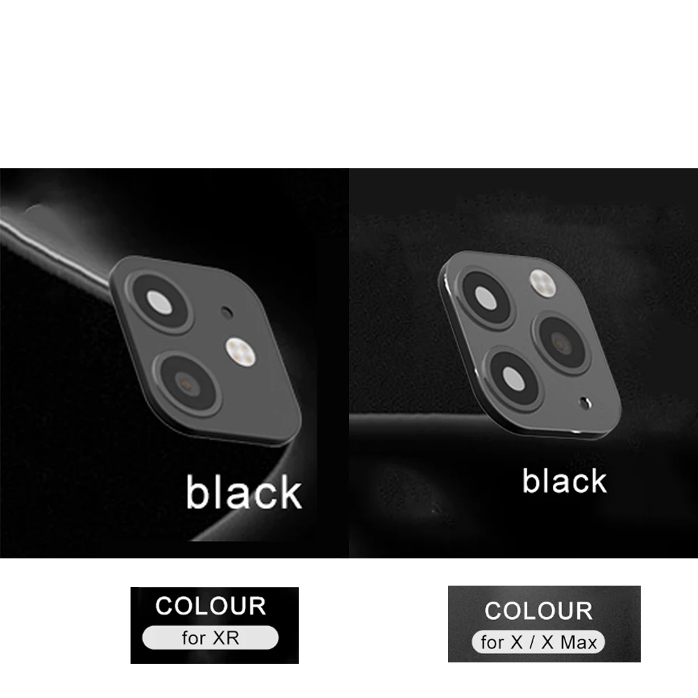 Секундная Замена для iPhone 11 PRO для iPhone Apple X XR XS MAX наклейка на рассеиватель Модифицированная пленка для объектива камеры чехол из титанового сплава - Цвет: Black