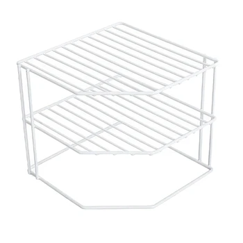 

3-Tier Kitchen Corner Shelf Rack-Metal Frame-Rust Resistant Finish-Cups, Dishes, Cabinet & Pantry Organization-Kitchen (9 x 8 In