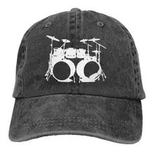 Барабаны барабанщик мужчины женщины регулируемые бейсбольные кепки деним Jeanet папа шляпы