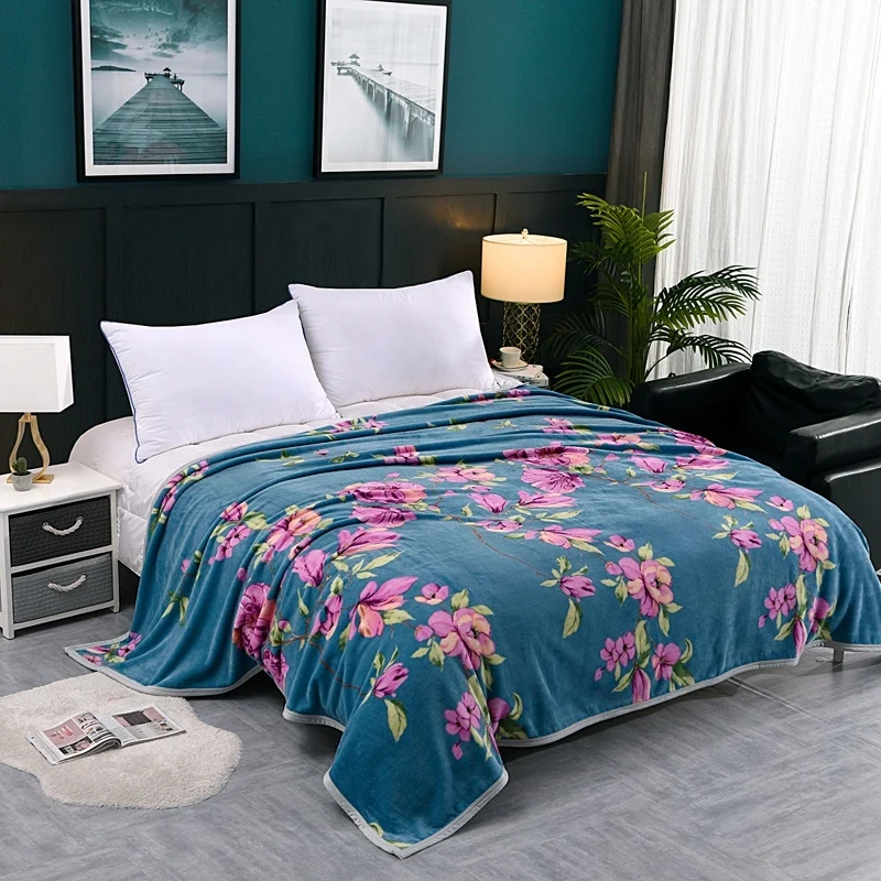

Luxury Flower Bedding Blankets Purple Blue Soft Flannel for Kids Adults Bedspread Bed Sheet Throw Blanket