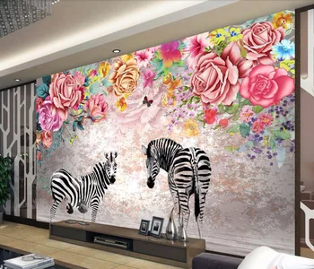 

CJSIR Custom Wallpaper Beautiful Zebra Floral Nordic TV Background Walls Wallpaper Living Room Bedroom Mural 3d Wallpaper