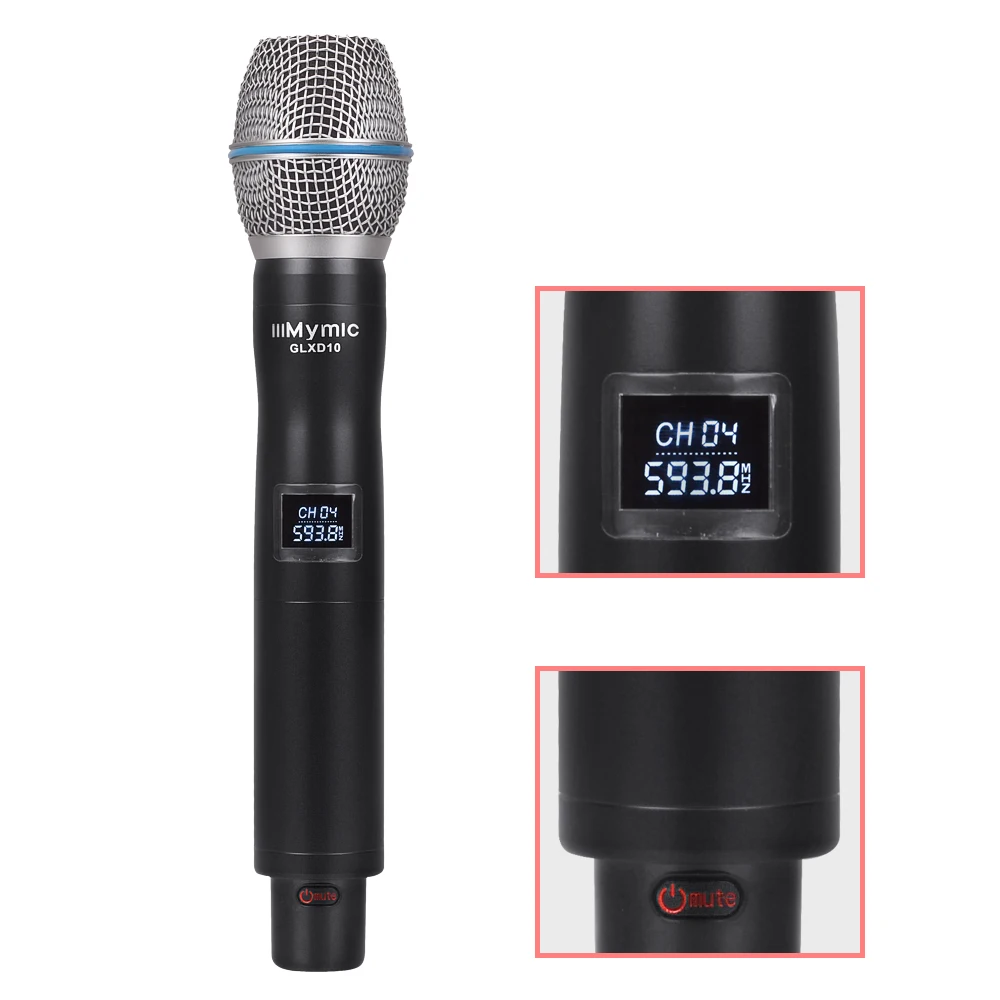 GLXD10 2 канала UHF беспроводной микрофон системы с двойной металлический ручной микрофон Microfono микрофон для вечерние караоке сценический бар