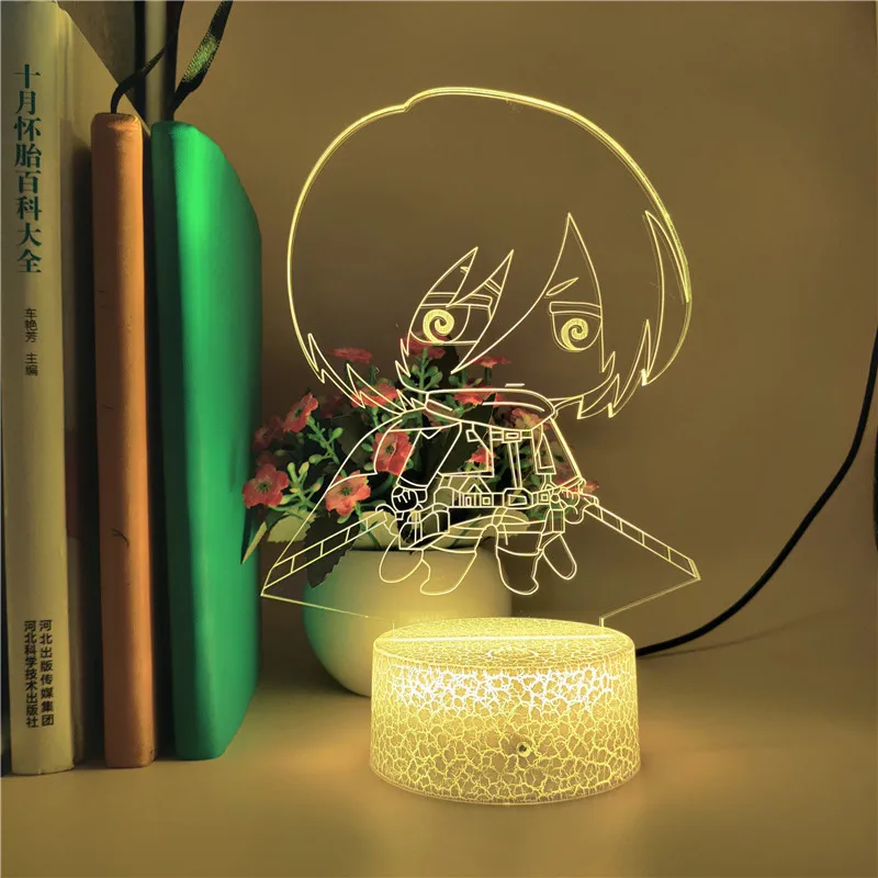Приложение управления атака на Титанов Mikasa Ackerman ночник 3d иллюзия Лампа для