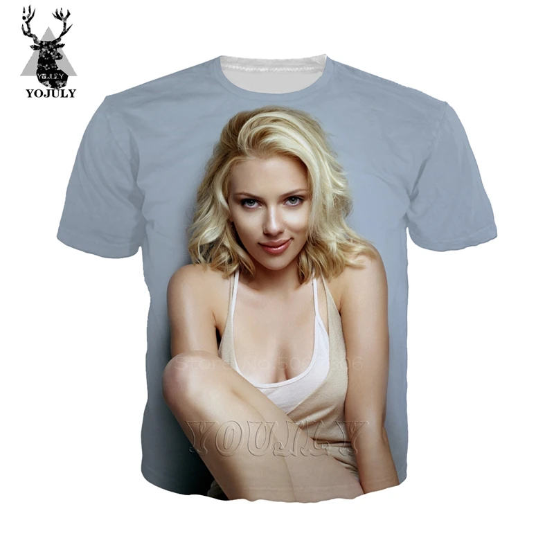 

Scarlett Johansson t shirt fashion funny men's T-Shirts 3D Black Widow sexy Harajuku tees Hip Hop O-neck Short sleeve streetwear