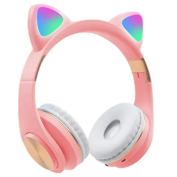

Cat Ear Bluetooth 5.0 Headphones LED Noise Cancelling Girls Kids Cute Headset Support TF Card Jack 3.5mm Mic Wireless Headphones