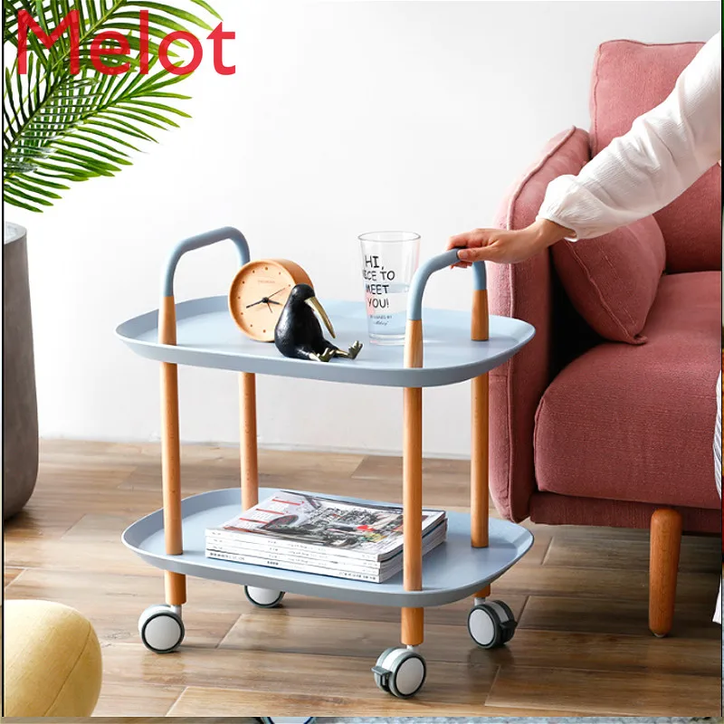 

Nordic simple stroller living room storage mobile small coffee table sofa side tables home multi-function dining car