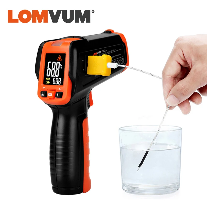 LOMVUM Digital Infrared Thermometer Contact Temperature Gun Laser Handheld IR Temp Gun Colorful LCD Display 50 580C Alarm|Temperature Instruments| - AliExpress