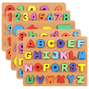 

3D Rainbow Alphanumeric Puzzle Wooden Early Childhood Educational Toys Children's Hand Grasping Board Puzzles for Kids