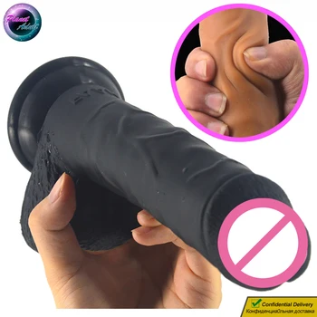 

FAAK Insert-Length 17cm=6.69" Skin Feel Realistic Dildo Soft Silicone Penis Women Vagina Anus Massager Bathroom Wall Sucker-Cup