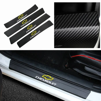 

4PCS Carbon Fiber Car Sill Door Stickers threshold For Chevrolet Cruze Captiva Lacetti Aveo Orlando Epica Camaro Accessories