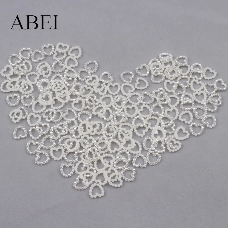 1000pcs 10mm ABS Resin Heart Pearls For Art Non Hotfix Rhinestones Pearl Shoes Beads DIY Phone Nail Scrapbook Decoration
