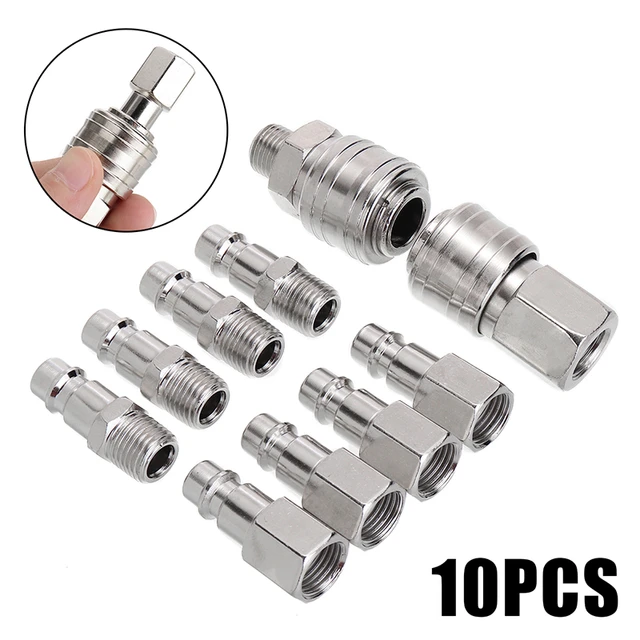 10pcs 1/4 pouces Bsp Air Line Tuyau de compresseur Raccord Connecteur  Coupleur Quick Release Pièces pneumatiques