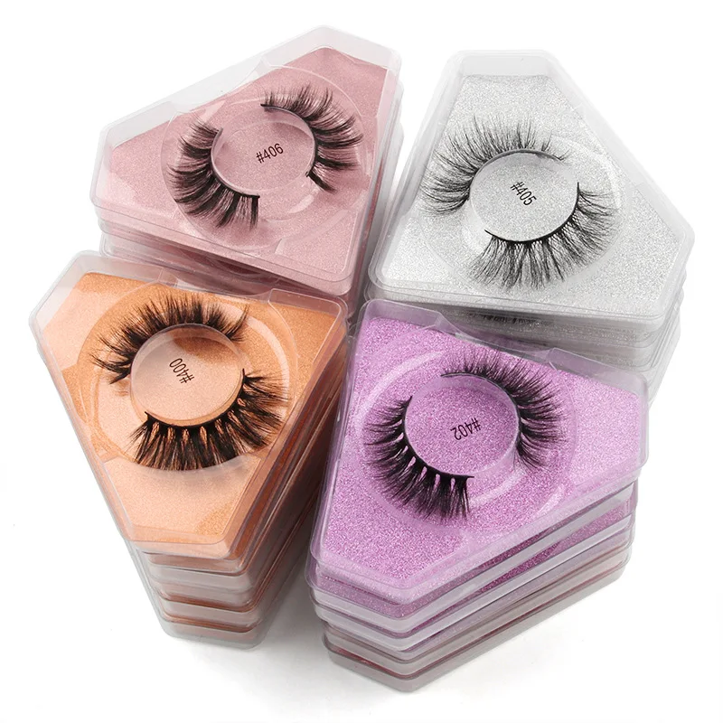 

New 3D Mink False Eyelashes Color Base Card Three-dimensional European and American Thick Eyelashes 10 Pairs Set Wholesale