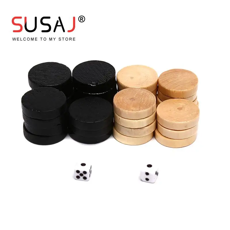 Chess 32Pcs Draughts/Checkers/Backgammon Chess Piece For Kids Board Game Learning Camping