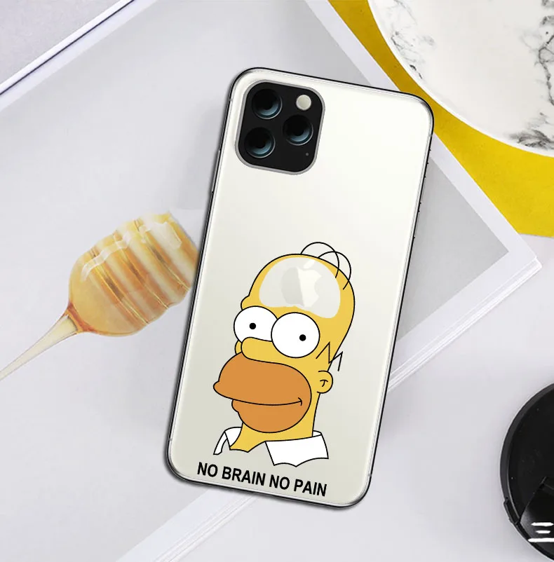 Модный чехол с логотипом Simpson Eat apple для iphone 11 11PRO X XR XS MAX 5S SE 6S 7 8 PLUS, роскошный мягкий чехол из ТПУ