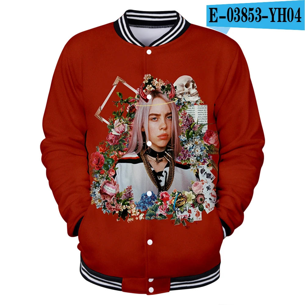 Billie eilish Женская мода уличная 3D бейсбольная куртка спортивная одежда billie eilish Женская однобортная бейсбольная форма - Цвет: 3D