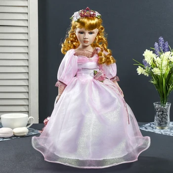 

Doll collection ceramics "Lady Zlata in a pink dress with a tiara" 40 cm 3624529