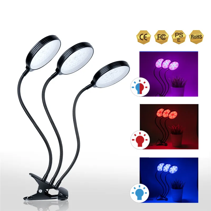 Full Spectrum LED Grow Light 15W 30W 45W Flexible Clip USB Power Supply Desktop Plant Growth Light For Flower Plant Lamp