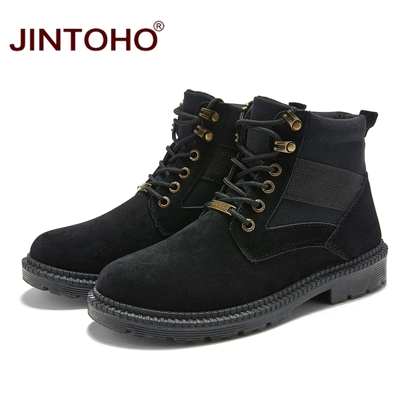 JINTOHO/Мужская зимняя рабочая обувь; модные мужские зимние ботинки; недорогие мужские кожаные ботинки; повседневные мужские Ботильоны; коллекция года; мужские ботинки