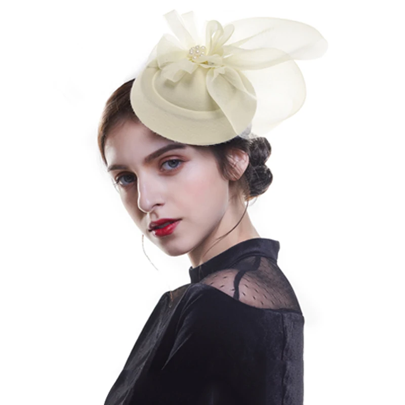 Kerri Bowler Hat Fascinator - Ivory 