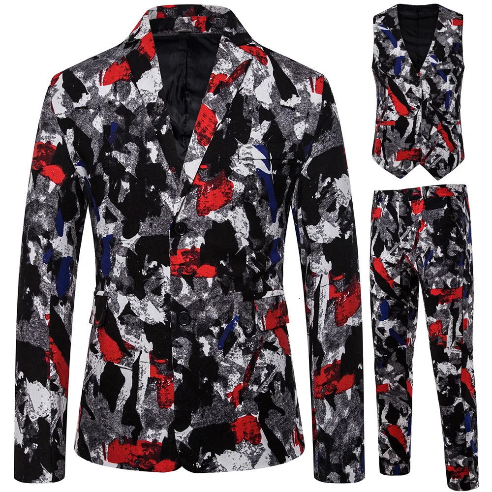 

2019 Nation Wind Printing Will Code Leisure Time Man Suit Three Paper Suit Male