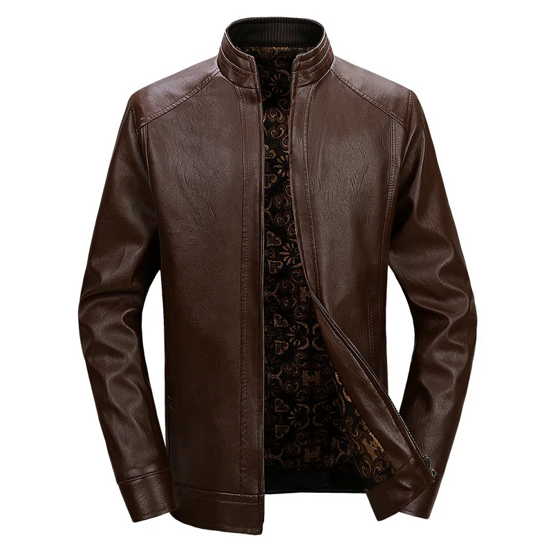 

2019 Leather Jacket Men Coats Brand High Quality PU Outerwear Men Business Winter Windbreaker Faux Fur Male Fleece Jacket 4XL